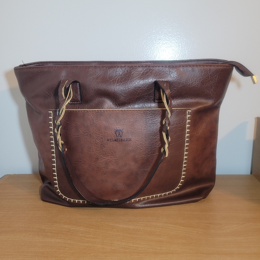 Weimeibaige shoulder bag/tote Brown Braided Straps NWOT